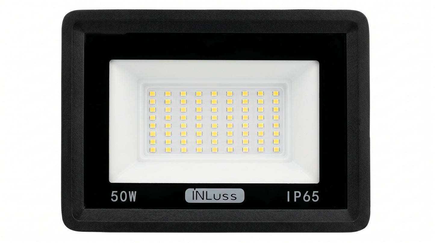 INLuss® Proyector LED 50W | IP65 Exterior | Certificado CE | 5,000 lm | 6500K | Garantía de 3 años